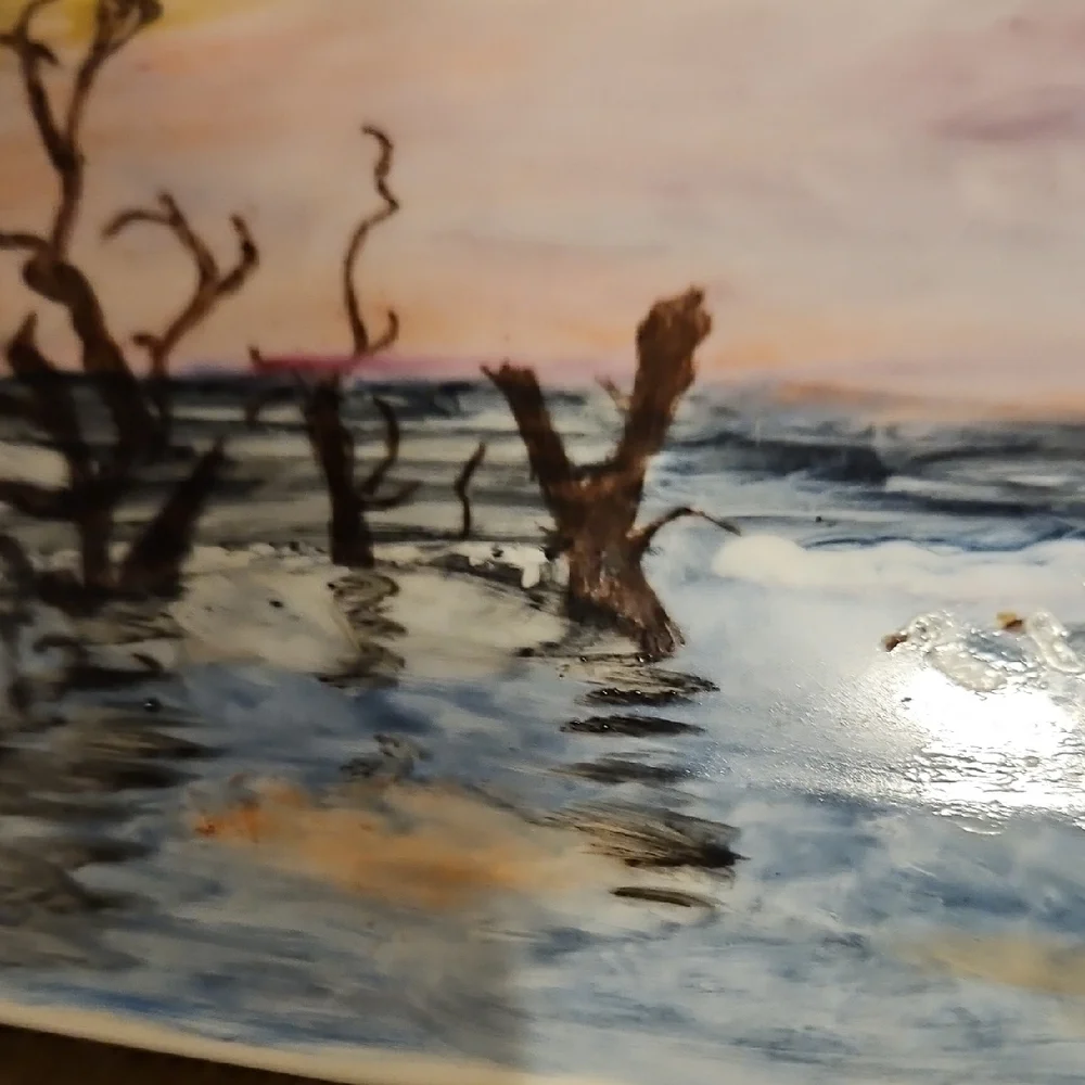 Fitz and Floyd Coastal Scene with Gulls Porcelain Handpainted Tray